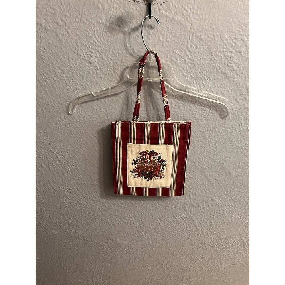 Tote Bag Longaberger 2005 Holiday Stripe Gift CHRISTMAS 9